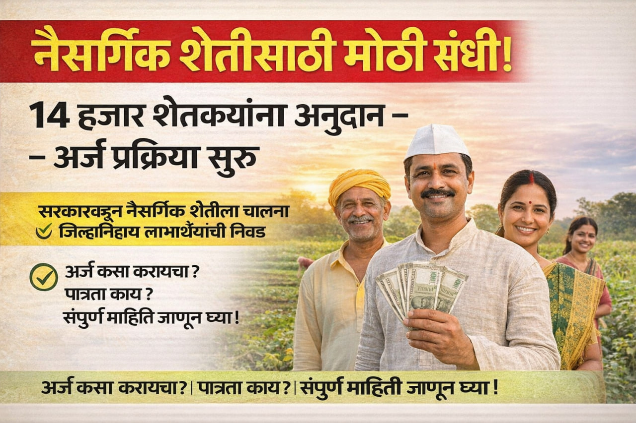 नैसर्गिक शेतीसाठी मोठा दिलासा! १४ हजार शेतकऱ्यांना अनुदान; अर्ज प्रक्रिया सुरू